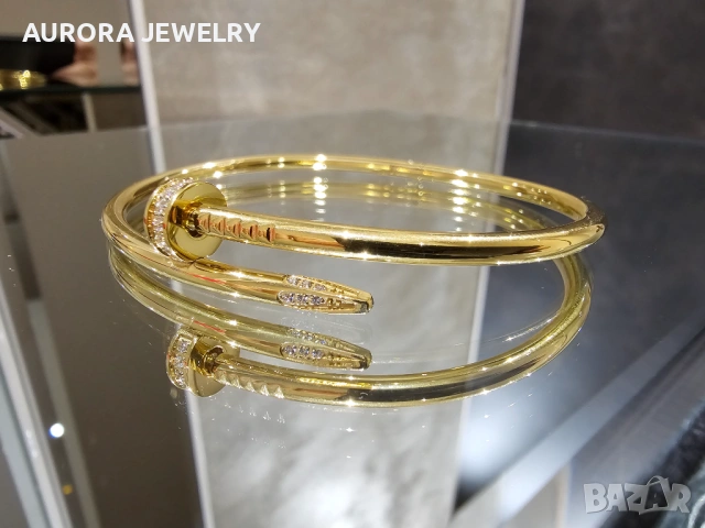 CARTIER Nail Juste un Clou Small Thin Gold Diamonds Гривна Пирон, снимка 5 - Гривни - 53054369