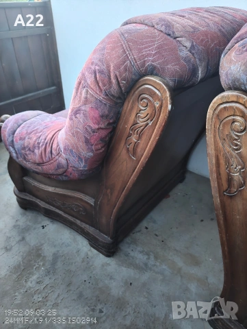 Кресло фотьойл от дъбов масив с дърворезба , снимка 3 - Столове - 53138865