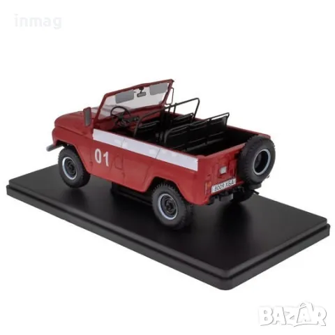 Метална кола UAZ 469B Пожарна служба / УАЗ, 1972, Hachette, мащаб 1:24, червен цвят, ABACR064, снимка 2 - Колекции - 47762746