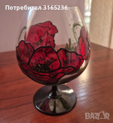 Ръчно нарисуван свещник чаша Лале и Снежко, снимка 2 - Декорация за дома - 52860222