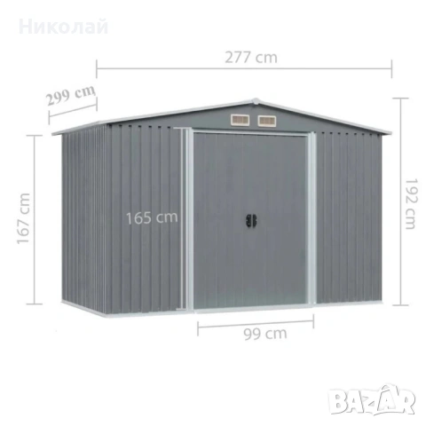 Метална градинска къща за инструменти с вентилация и заключване - голяма, снимка 2 - Други инструменти - 53115762