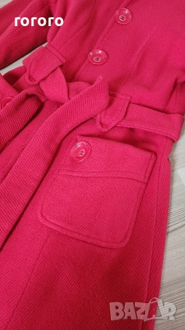 Червено кашмирено палто-С размер, снимка 4 - Палта, манта - 42589263