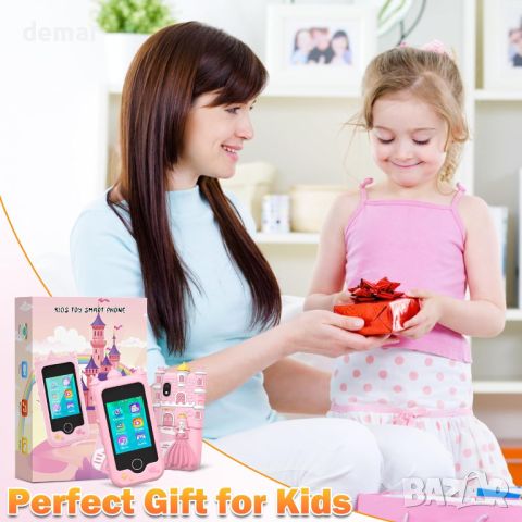 Gofunly Детски смарт телефон за деца 3+ г., 2,8-инчов, сензорен екран с 32 GB карта, камера, розов, снимка 3 - Образователни игри - 46306492
