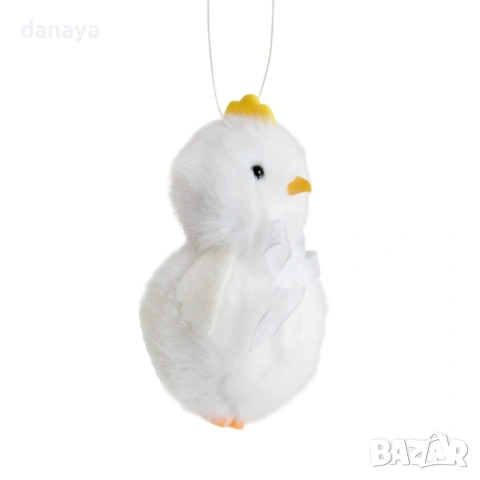 6504 Висяща великденска декорация пиленце с панделка, 9 см, снимка 3 - Декорация за дома - 53910730