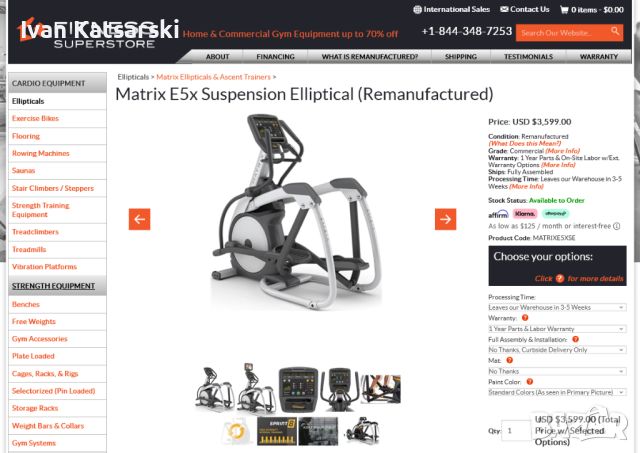 Професионален кростренажор Matrix E5x Suspension Elliptical, снимка 5 - Фитнес уреди - 46707387