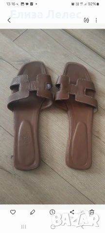 Hermes чехли от естествена кожа 41 номер , снимка 2 - Чехли - 51080610