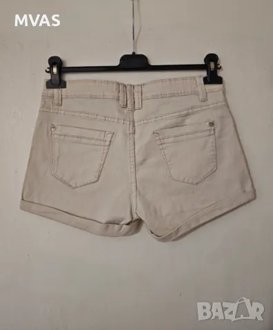 Нови - 35% светло бежови къси дамски панталонки/дънки М размер, снимка 2 - Къси панталони и бермуди - 31915275