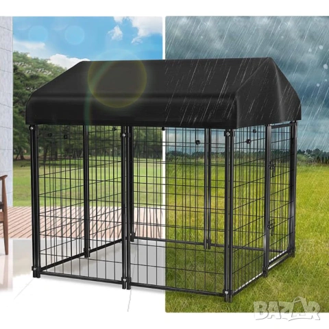 Голяма дворна клетка за куче с покрив / Метално заграждение за куче, снимка 5 - За кучета - 53062251