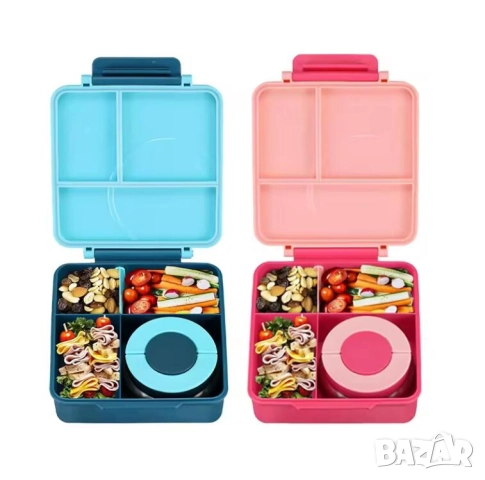Кутия за обяд, храна, с термос контейнер 4 отделения за училище работа, снимка 6 - Кутии за храна - 52126862