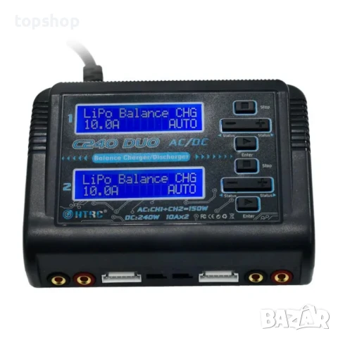 НОВО зарядно за LiPo и LiFe Lilon батерии HTRC C240 ​​DUO Balance Charger 150W двуканална RC батерия, снимка 4 - Оригинални зарядни - 50501439