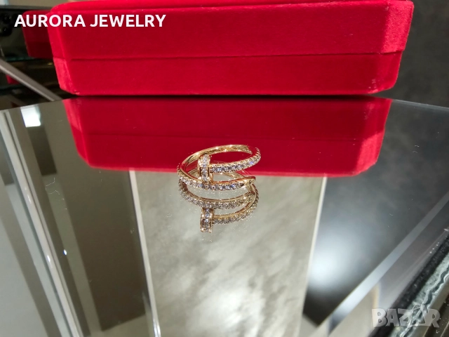 CARTIER Nail Juste un Clou Rose Small Paved Diamonds Пръстен Пирон, снимка 3 - Пръстени - 52854825