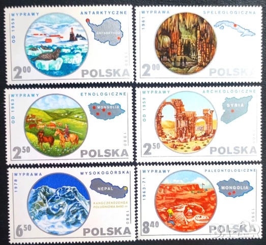 Полша, 1980 г. - лот от марки на тема коне, история, космос, личности, гъби, кораби, билки и др., снимка 7 - Филателия - 53298803
