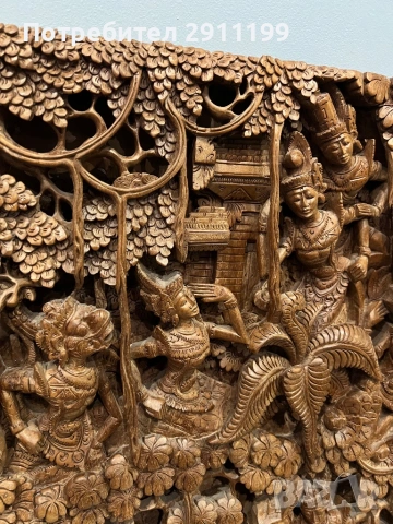 Антикварна картина / дърворезба от Тайланд, снимка 8 - Картини - 53333090