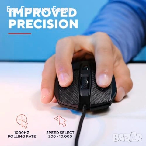 Нова жична Геймърска мишка GXTrust Felox+ 10000 DPI RGB 6 бутона 1.8 м, снимка 3 - Клавиатури и мишки - 53838710