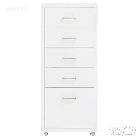 vidaXL Мобилен офис шкаф, бял, 28x41x69 см, метал(SKU:335913), снимка 1 - Шкафове - 49501366