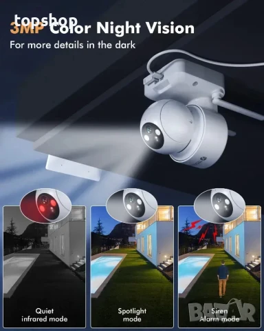 нова безжична WiFi камера за наблюдение / YESKAMO 3MP Ultra HD, снимка 3 - HD камери - 50501447