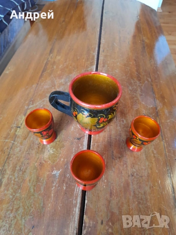 Стара Руска дървена чаша,чаши,хохлома #11, снимка 3 - Други ценни предмети - 53405008