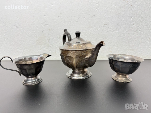 Посребрен сервиз за чай - Шефилд, Англия. №8055, снимка 5 - Антикварни и старинни предмети - 54037204