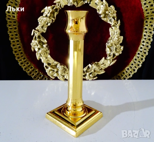 Позлатен бронзов свещник 410 гр.,Art Deco. , снимка 10 - Антикварни и старинни предмети - 52417594
