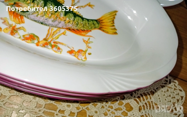 Порцеланов рибен сервиз на Разград, снимка 5 - Антикварни и старинни предмети - 52997466