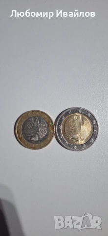 1 евро 2002 и 2 евро 2016г Германия , снимка 2 - Нумизматика и бонистика - 53236218