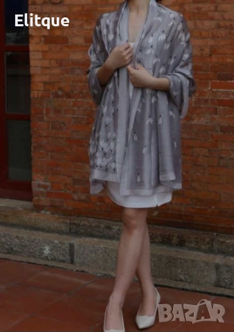 Пролетен шал с деликатен флорален принт. Размер: 90/180см, снимка 13 - Шалове - 52894813