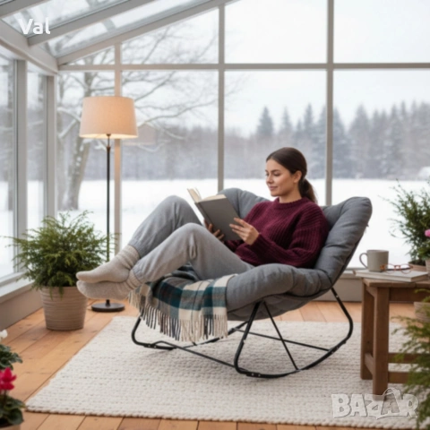 Люлеещ се стол Svinga - здрава стоманена рамка и мека възглавница, снимка 7 - Градински мебели, декорация  - 53834256