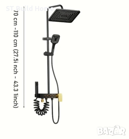 Луксозен комплект от 4 интелигентни душа – Черно & Злато, снимка 13 - Душове - 51694980