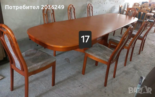 Комплект масивна разтегателна маса- автомат с 8 стола, снимка 2 - Маси - 54137462