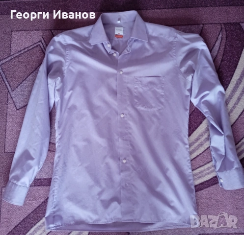 OLYMP 40 L/XL КАТО НОВА виолетова риза с дълъг ръкав Олимп lavender shirt