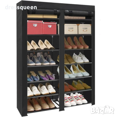 4713 Двоен стелаж за обувки с 12 рафта – Огромен капацитет и компактен дизайн (118x108x30 см)