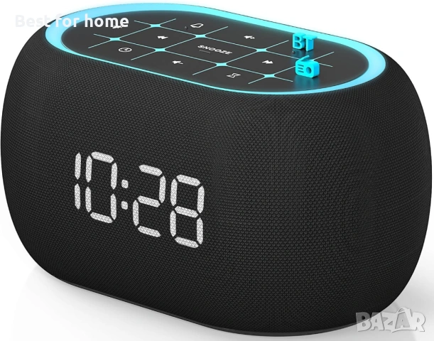 ANJANK Будилник FM радио с Bluetooth високоговорител, Hi-Fi стерео звук, 0-100% димер