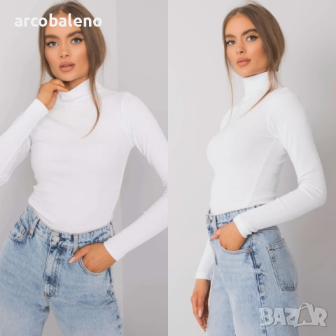 Дамска блуза с оребрена яка Elisee, 6цвята , снимка 3 - Блузи с дълъг ръкав и пуловери - 52370517