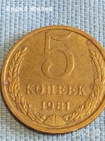 Стара монета 5 копейки 1981г. СССР рядка за КОЛЕКЦИЯ ДЕКОРАЦИЯ 39560, снимка 3 - Нумизматика и бонистика - 48206318