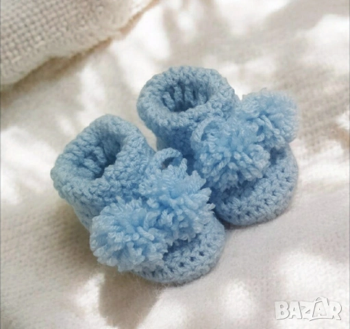🍼👣Плетени бебешки чорапки ,терлъчки ръчна изработка, снимка 2 - Бодита за бебе - 51437553