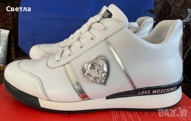 Маратонки/обувки LOVE MOSCHINO,кристали Swarovski, Кожа,№ 37. Без забележки. Закупени за 319 €, снимка 1 - Маратонки - 44733398