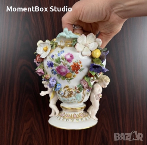 Meissen Майсен порцелан ваза винтидж, снимка 3 - Антикварни и старинни предмети - 53633599