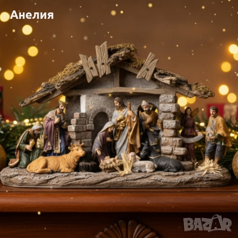 Коледен комплект „Рождество Христово“ – сцена с ясли и фигурки