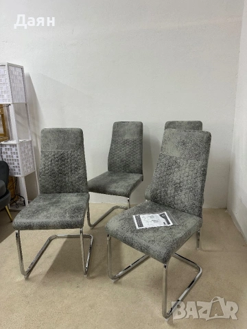 Комплект от 4 трапезарни стола HOMCOM с висока облегалка и кадифена материя, снимка 8 - Столове - 53324134