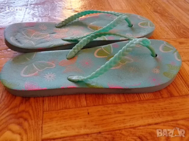 Сини чехлички с пеперудки, снимка 2 - Чехли - 49246240