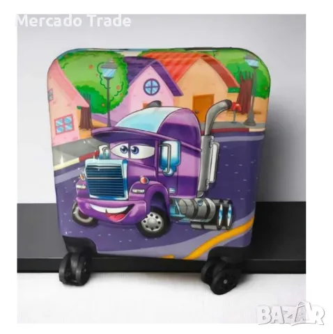 Детски куфар Mercado Trade, 3D, ABS, Камионче, Лилав, снимка 2 - Куфари - 47256486