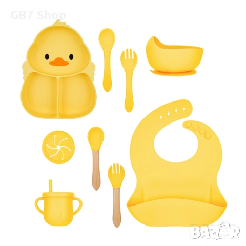 Комплект Силиконови Бебешки Прибори 9 в 1 – Безопасно, Удобно и Весело Хранене!, снимка 18 - Прибори, съдове, шишета и биберони - 52740785
