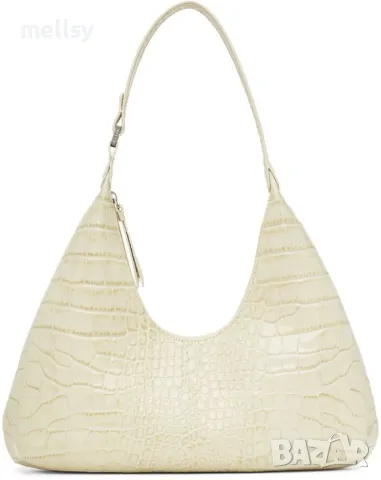 BY FAR Women's Amber Croco Bag - Cream Нова чанта, снимка 1 - Чанти - 47828171