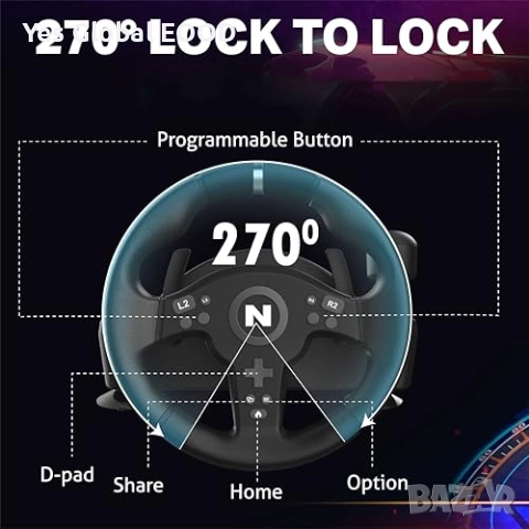 NITHO Drive Pro V200 Волан с педали 270° PS/Xbox, снимка 7 - Други игри и конзоли - 53644327