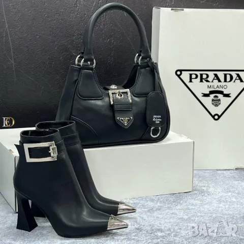 дамски комплект боти на ток и чанта prada , снимка 10 - Чанти - 47240092