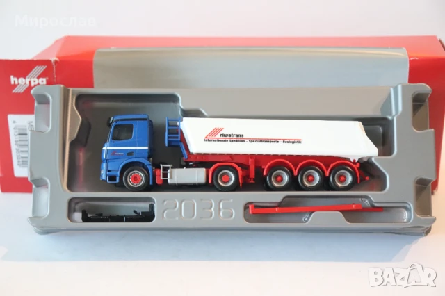 HERPA H0 1/87 MERCEDES BENZ ACTROS КАМИОН МОДЕЛ САМОСВАЛ ГОНДОЛА , снимка 2 - Колекции - 50682022