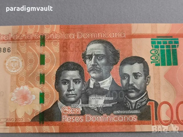 Банкнота - Доминикана - 100 песо UNC | 2023г., снимка 3 - Нумизматика и бонистика - 49700808