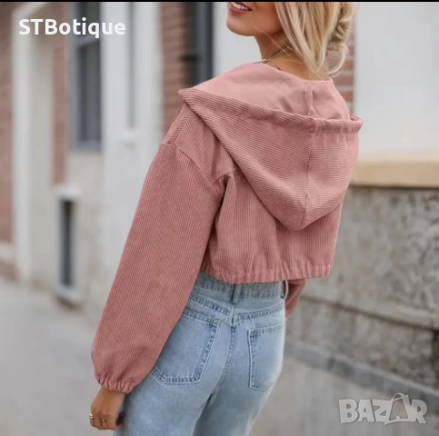 🌸 Дамско късо яке с качулка – Овърсайз блейзър, розово 🌸 Марка: STTBoutique, снимка 2 - Якета - 51938419