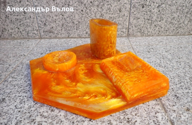 Стар Десктоп от Български Каталин Бюро Писалище Тежък, снимка 5 - Антикварни и старинни предмети - 51797264