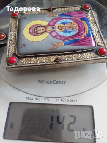 Руска сребърна емайлова икона(панагия) сребро 84, снимка 7 - Икони - 52943329